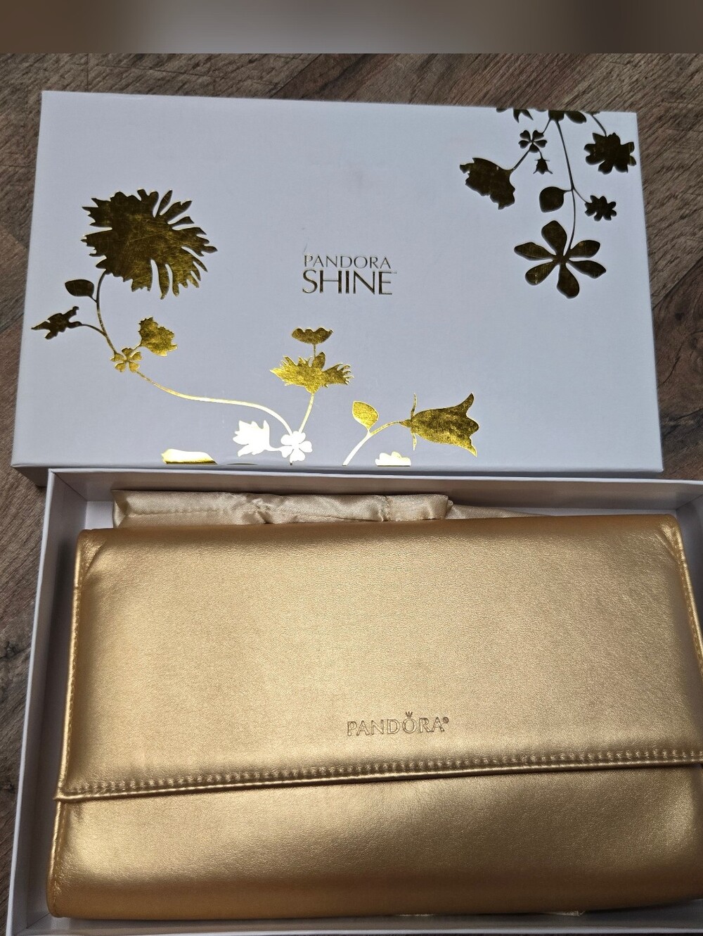 Pandora Metallic Gold Fold-Over Clutch